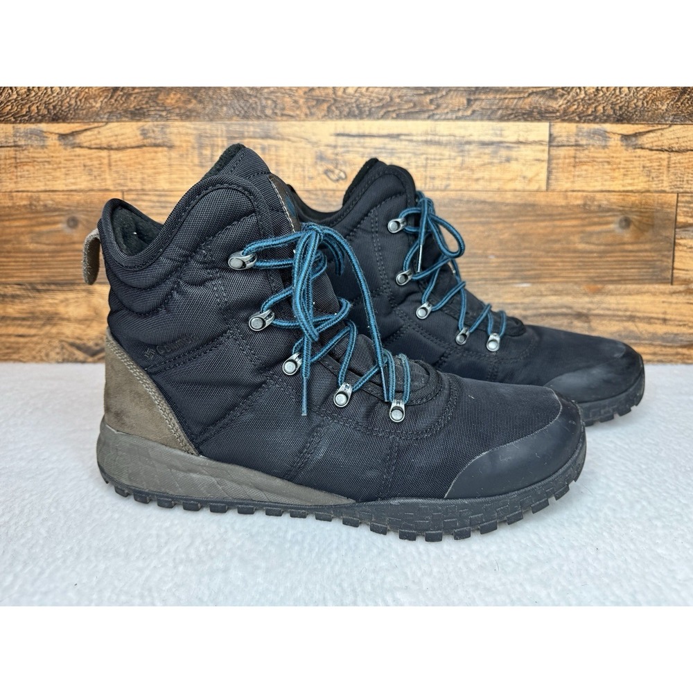 Columbia Mens Hiking Fairbanks Omni-Heat Winter Boots Sz 12 Black Brown Insulate
